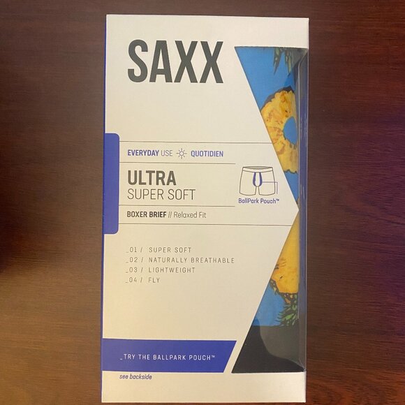 SAXX ULTRA Boxer Briefs with Fly “Polka Pineapple" - Picture 3 of 4